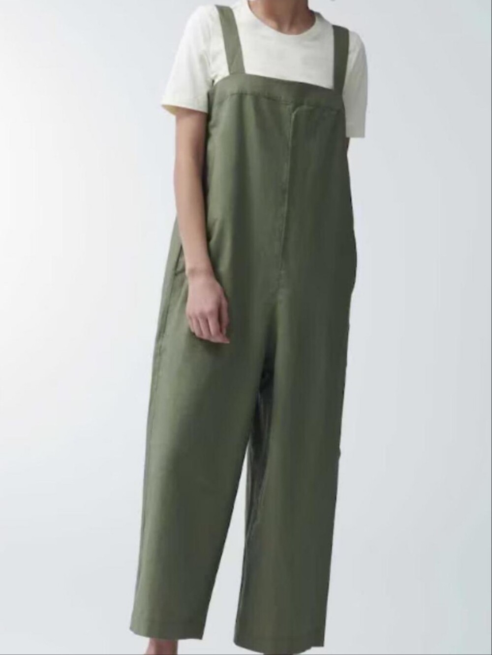 Uniqlo Olive Linen Blend Jumpsuit Size Large